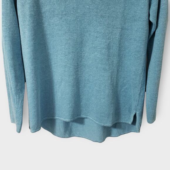 Eileen Fisher 100% Linen Raglan Sweater Turquoise Blue Small Pullover Casual - Picture 3 of 12